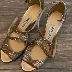 Jimmy Choo never been wormed glitter heel sandals